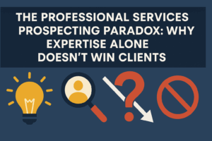 Professional services networking concept illustration highlighting the paradox of expertise versus client acquisition