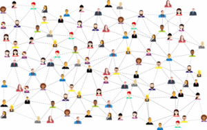 Business network diagram with targeted selection highlighting quality prospects over quantity, emphasizing strategic relationship building