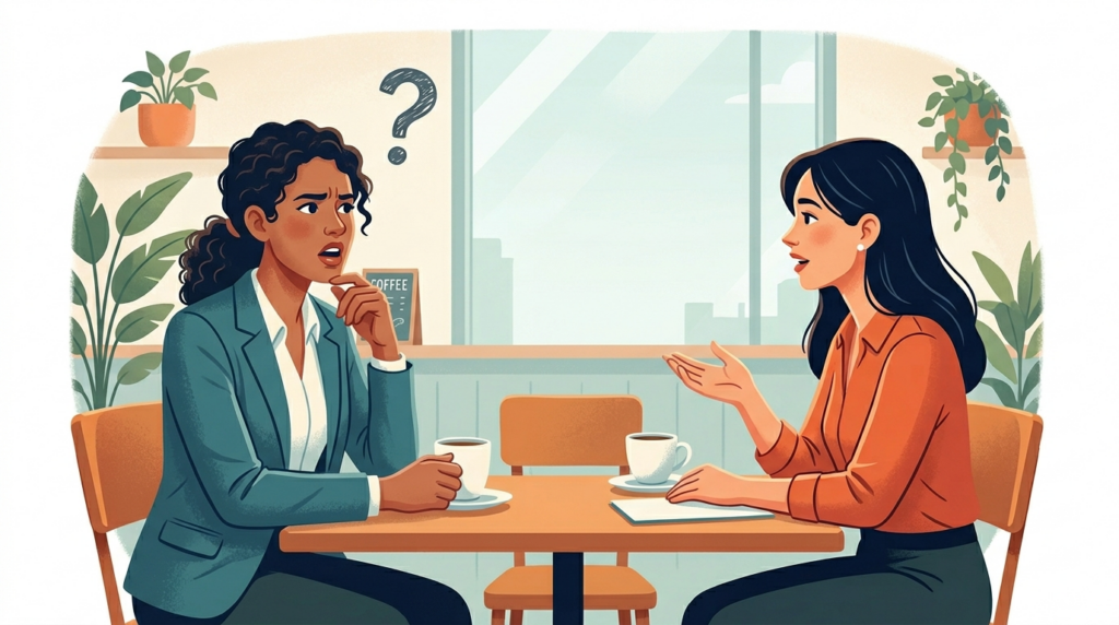 Fractional executive struggling to define their solution to a referral partner missing a clear one-sentence description, representing the positioning clarity needed to generate consistent referrals